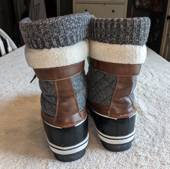 DREAM PAIRS Mid Calf Waterproof Winter Snow ❄️ Boots size 9 black grey brown - Picture 2 of 9